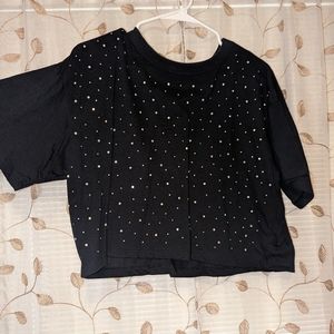 Wild Fable rhinestone cropped tee